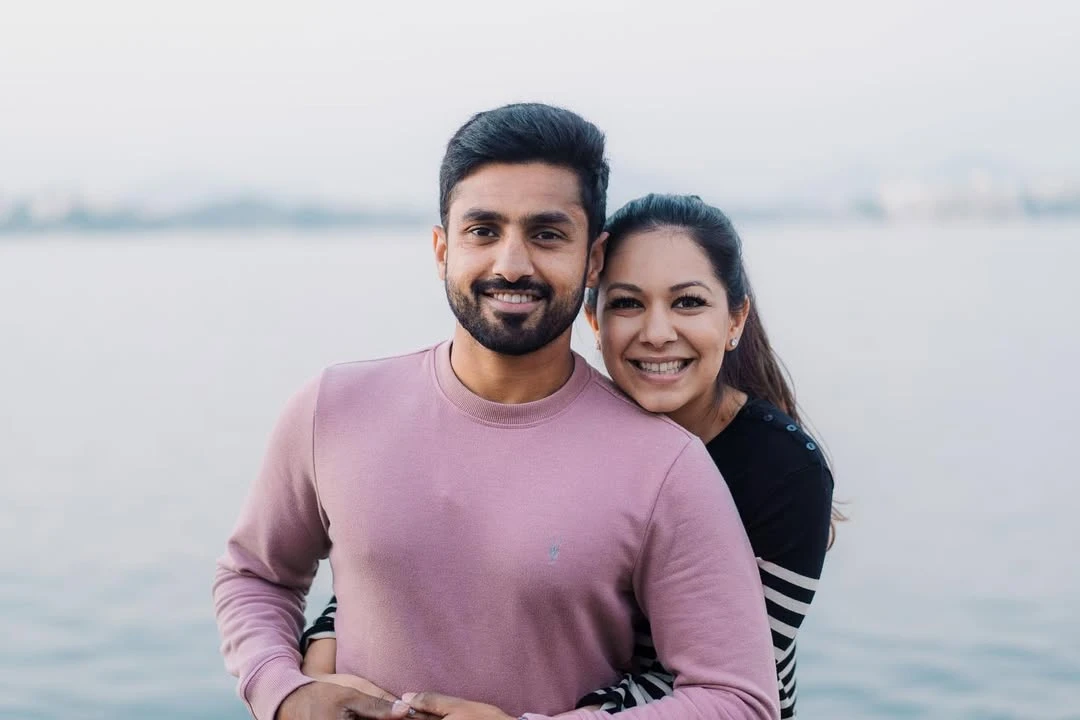 Karun Nair with his wife