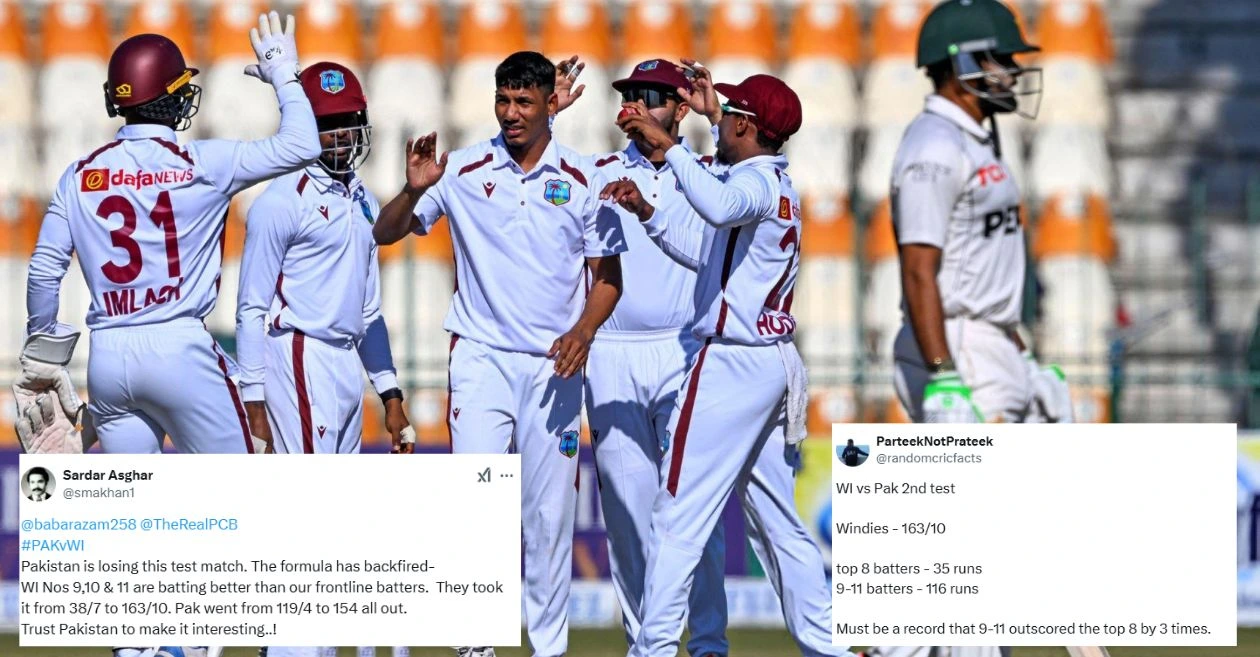 PAK vs WI: Fans troll Pakistan batters as a brave resistance from West Indies bowling unit keep their hopes alive on Day 1 of the Test match