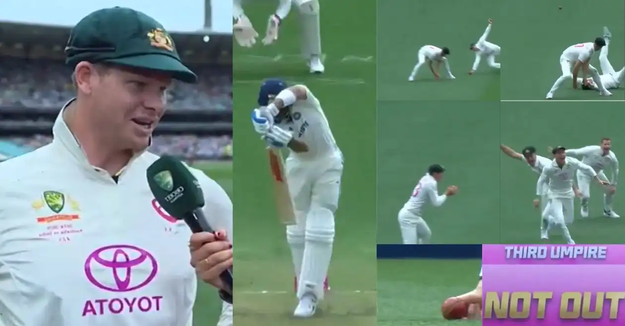 WATCH: Steve Smith reacts after 3rd umpire overturns his catch of Virat Kohli on Day 1 of SCG Test – AUS vs IND