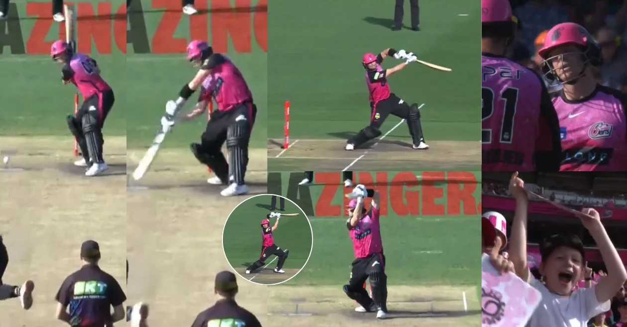 WATCH: Steve Smith’s jaw-dropping six off Andrew Tye in the BBL|14