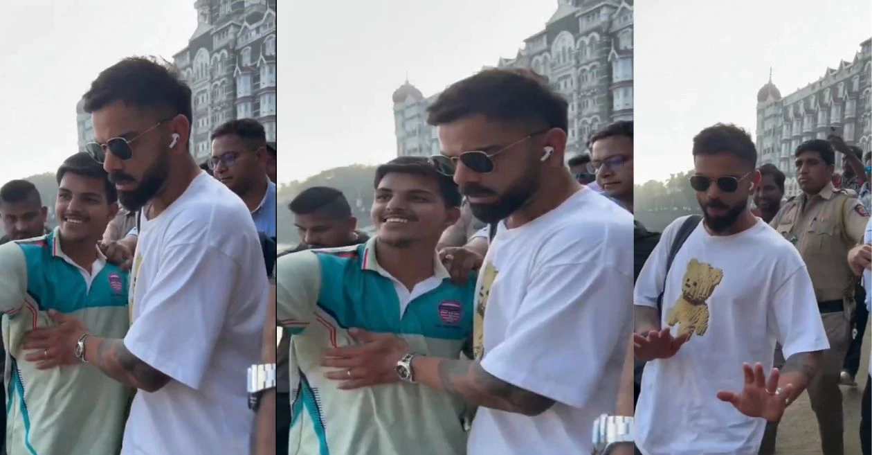 WATCH: Virat Kohli gets frustrated with crowd at Gateway of India; pushes a fan aside