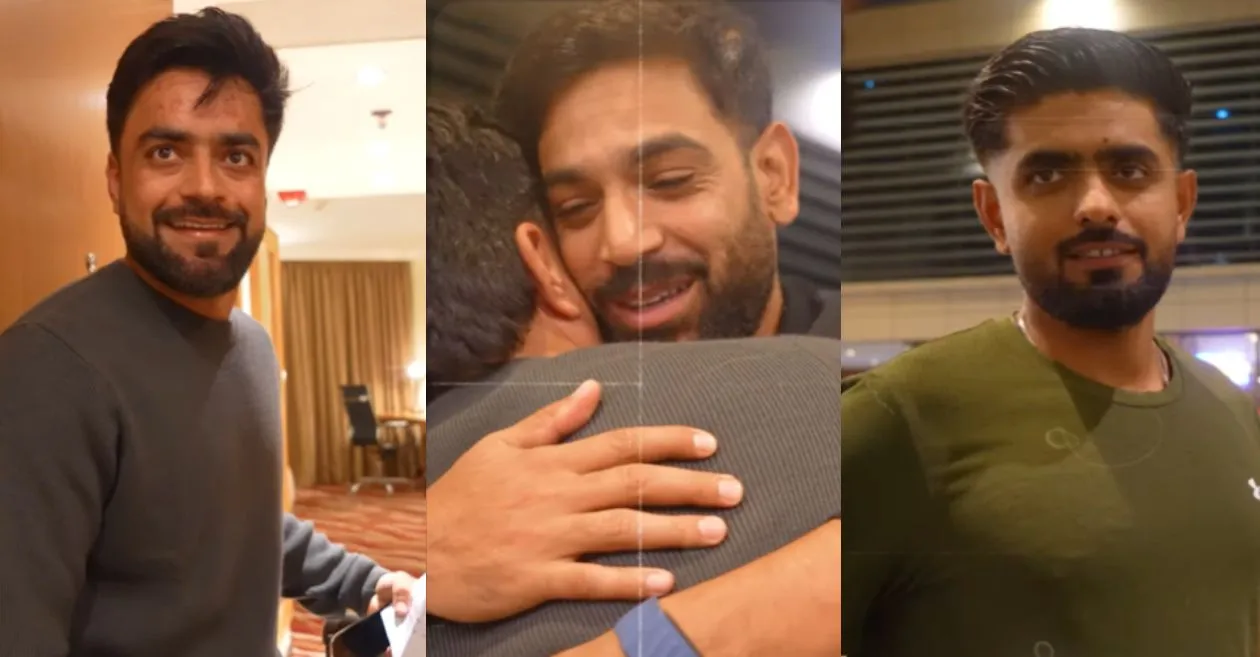 WATCH: Rashid Khan receives a heartfelt welcome from Babar Azam and Haris Rauf in Pakistan for Champions Trophy 2025