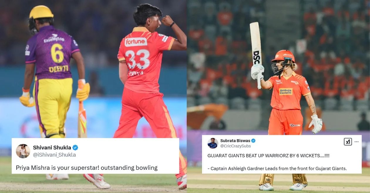 Twitter reactions: Priya Mishra and Ashleigh Gardner shine in Gujarat Giants’ dominant win over UP Warriorz in the WPL 2025