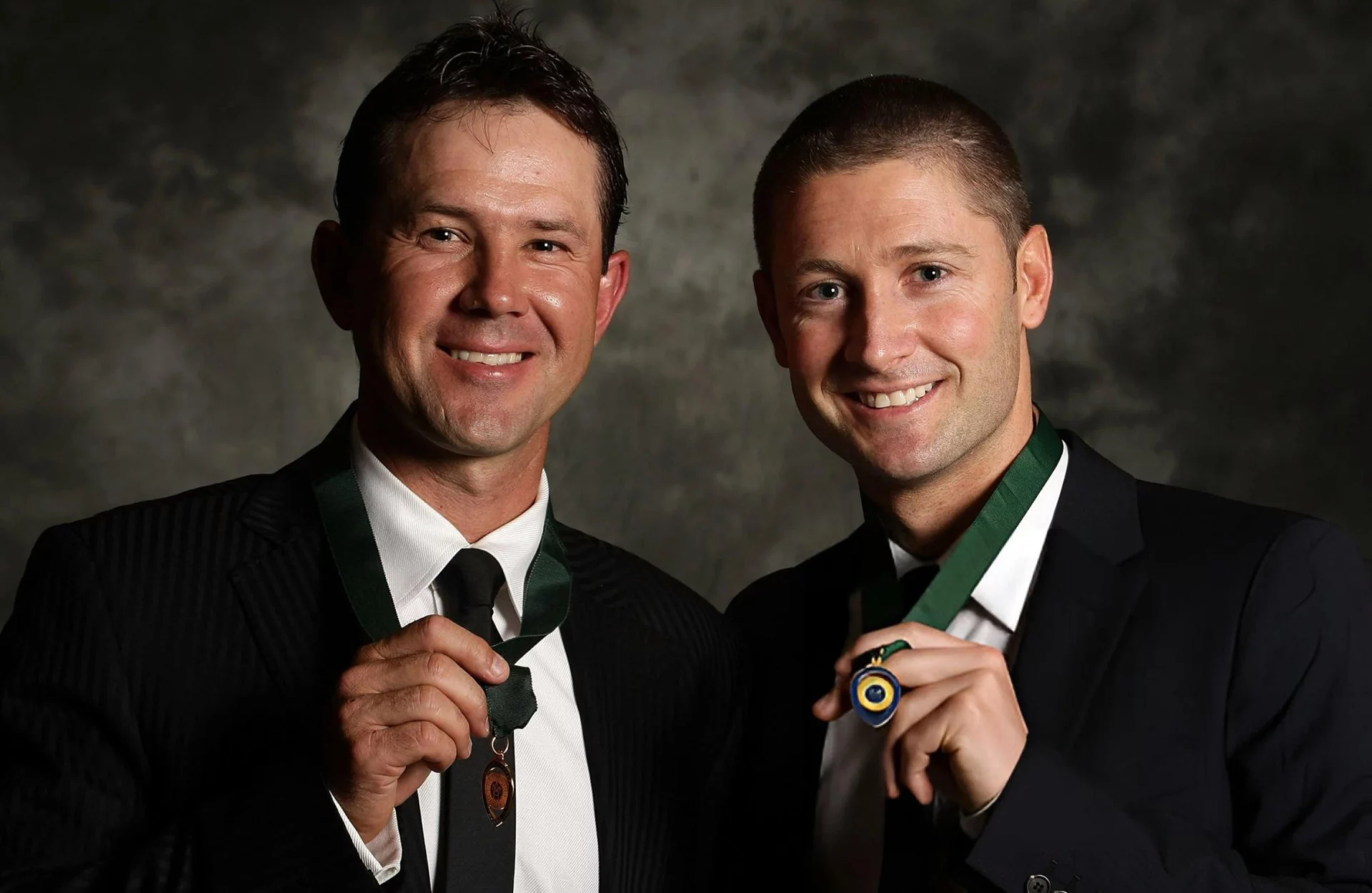 Ricky Ponting and Michael Clarke as joint winners of the Allan Border Medal, 2009