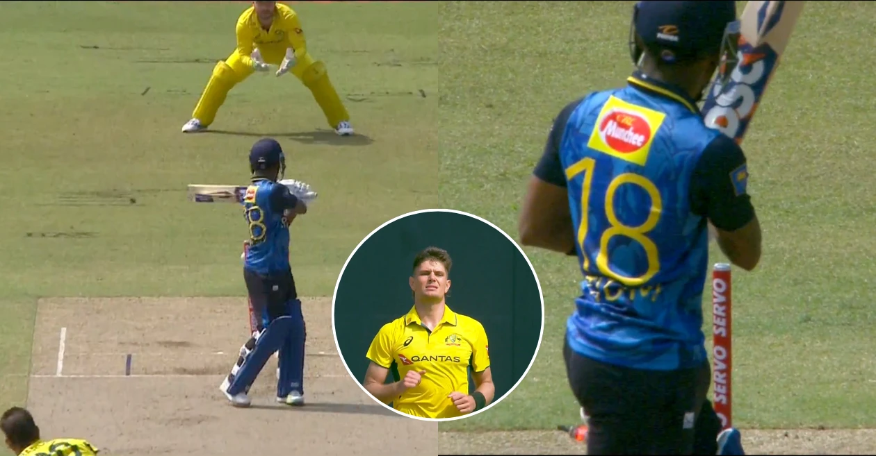 SL vs AUS [WATCH]: Pathum Nissanka loses his wicket to a rash shot against Aaron Hardie