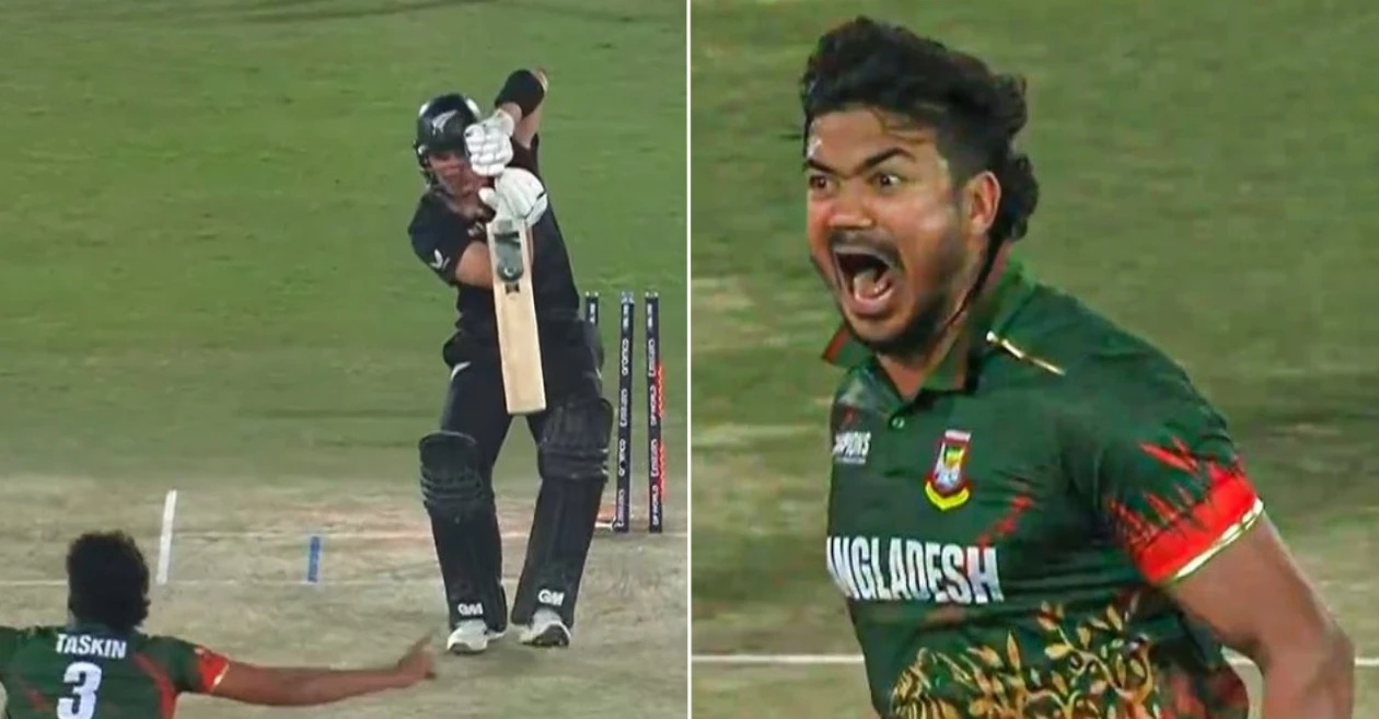 BAN vs NZ [WATCH]: Taskin Ahmed’s fiery celebration after dismissing Will Young for a duck in Champions Trophy 2025