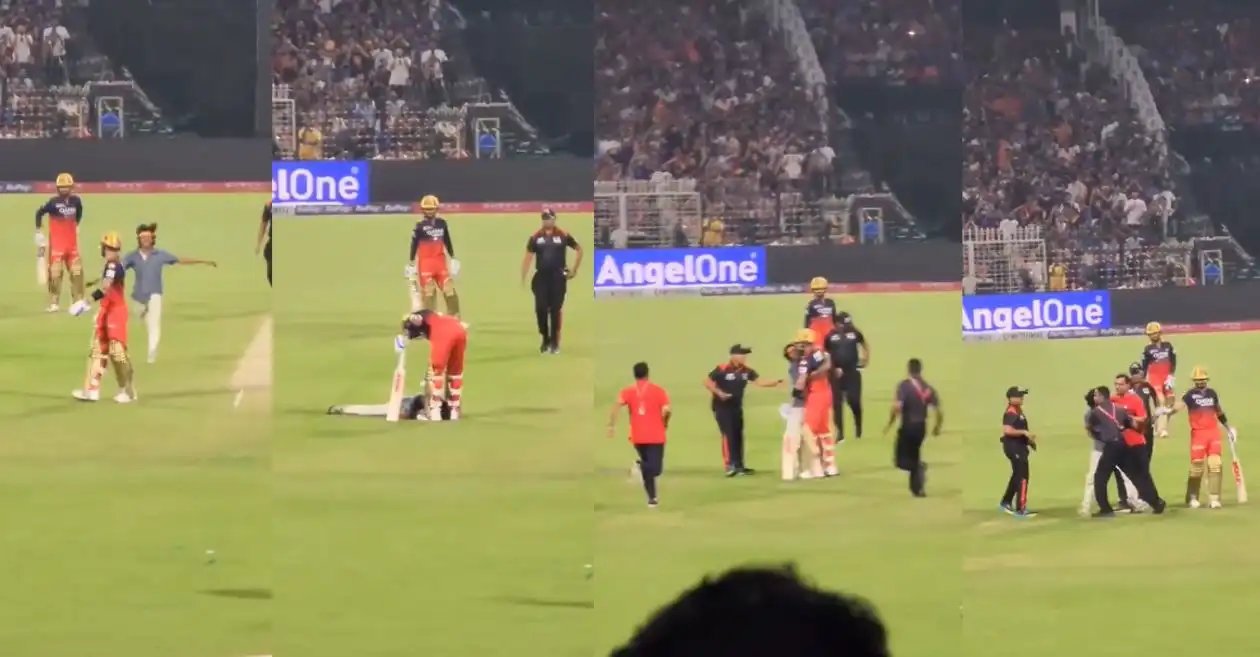 KKR vs RCB [WATCH]: Fan breaches security to touch Virat Kohli’s feet and hug him during IPL 2025 opener