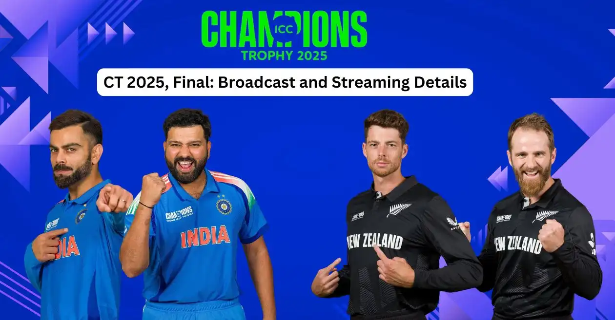 IND vs NZ, Champions Trophy 2025 Final: Broadcast, Live Streaming details: When and where to watch in India, New Zealand, USA, Australia & other countries