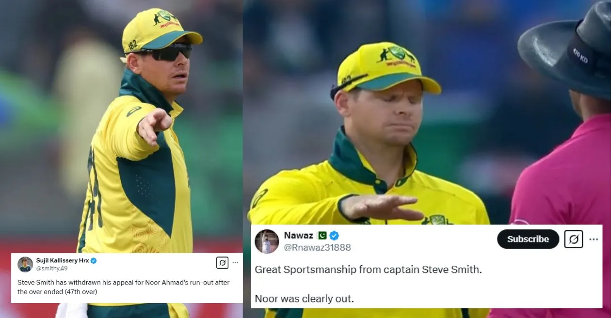 AFG vs AUS: Fans laud Steve Smith as he revokes run-out appeal against Noor Ahmad in Champions Trophy 2025