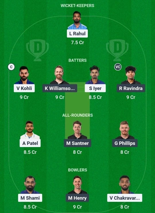 Ind vs NZ Dream 11