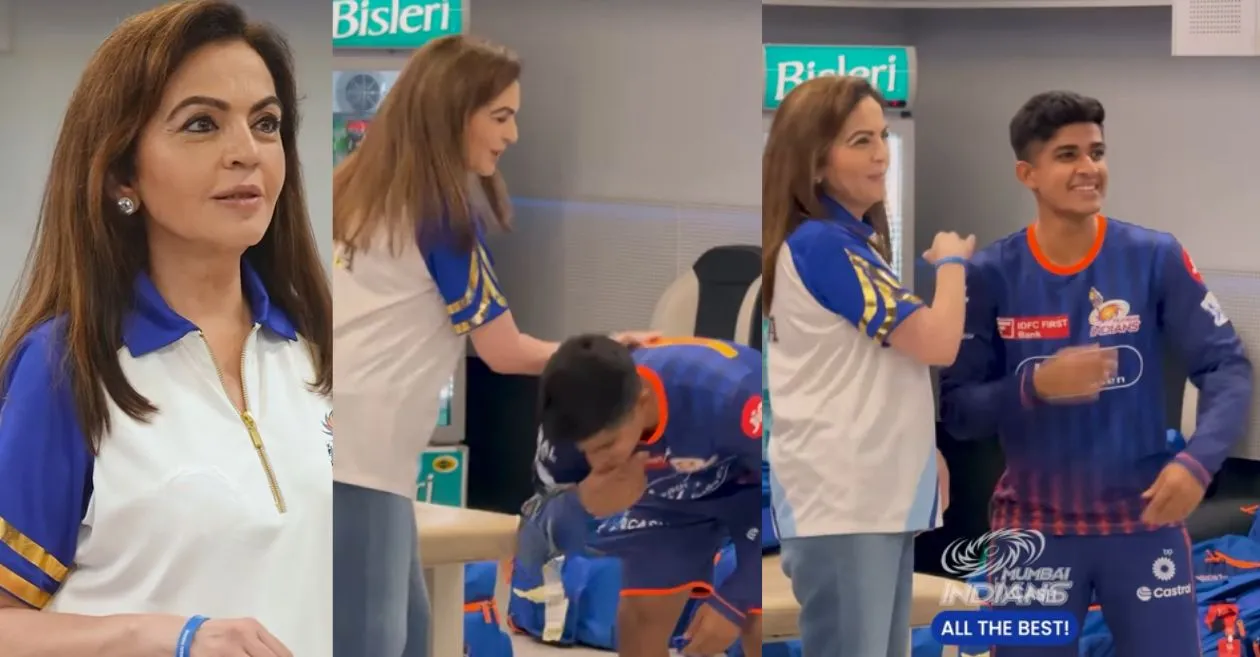 WATCH: MI’s new sensation Vignesh Puthur touches owner Neeta Ambani’s feet after CSK vs MI match in IPL 2025