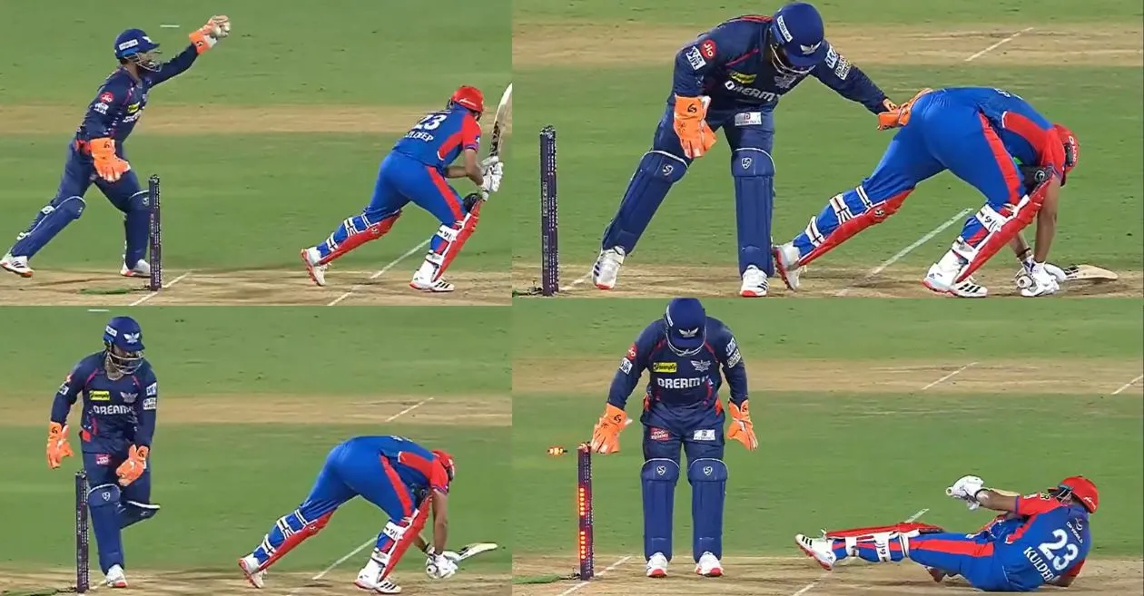 IPL 2025 [WATCH]: Rishabh Pant pokes fun at Kuldeep Yadav by pushing him out of his crease during DC vs LSG clash