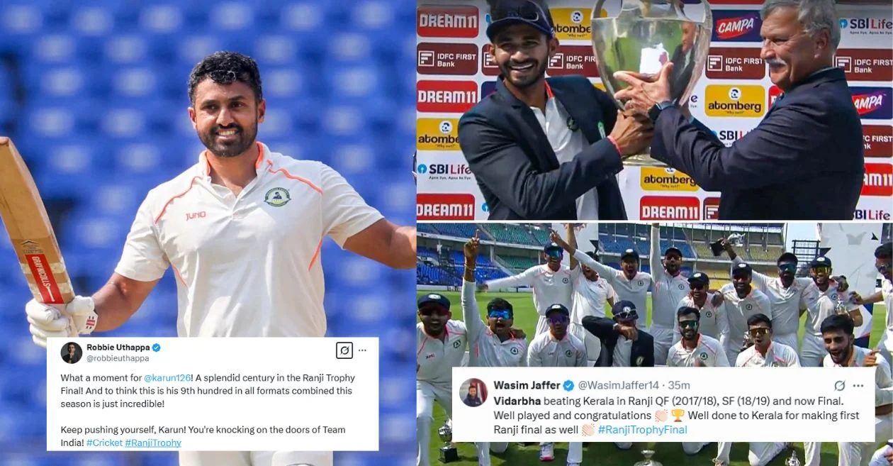 Fans react Karun Nair leads Vidarbha to their 3rd Ranji Trophy title after a draw against Kerala in the 2024-25 final