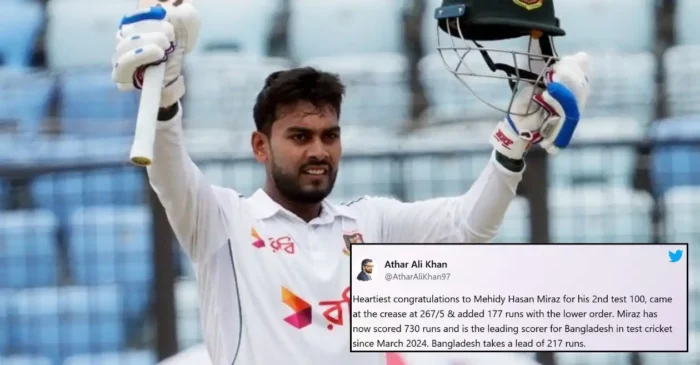 Fans erupt as Mehidy Hasan Miraz lights up Chattogram with a splendid century on Day 3 of 2nd Test – BAN vs ZIM