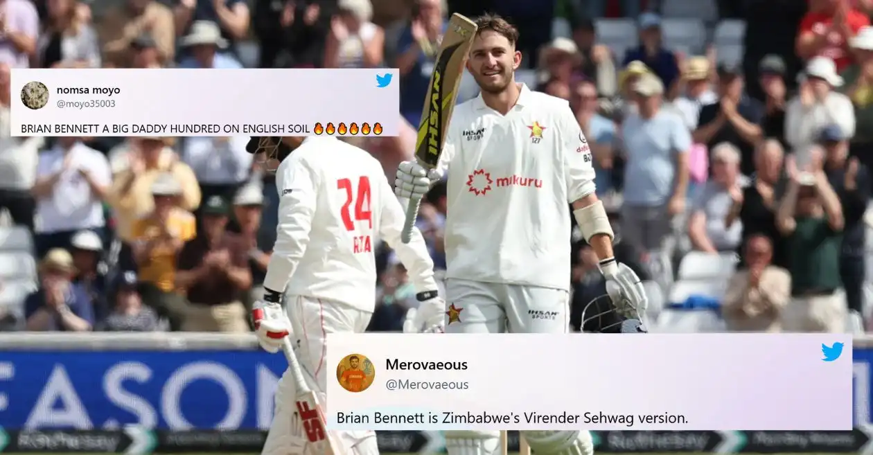 ENG vs ZIM: Fans erupt as Brian Bennett hits a tremendous century on Day 2 of the one-off Test