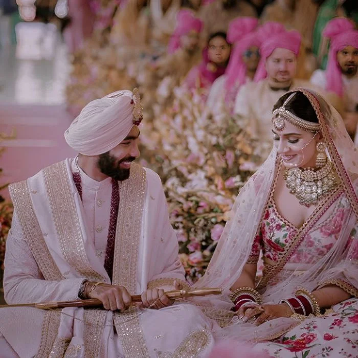 Jasprit Bumrah and Sanjana Ganesan
