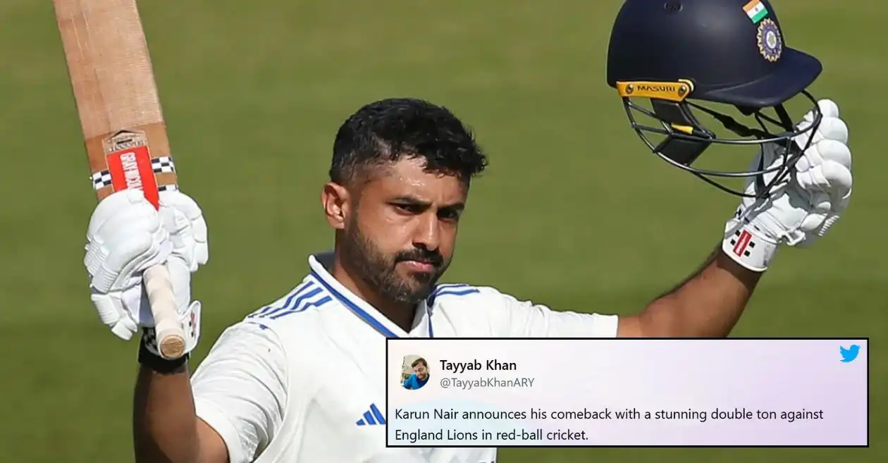 Fans erupt as Karun Nair slams majestic double century on Day 2 of the first unofficial Test – England Lions vs India A