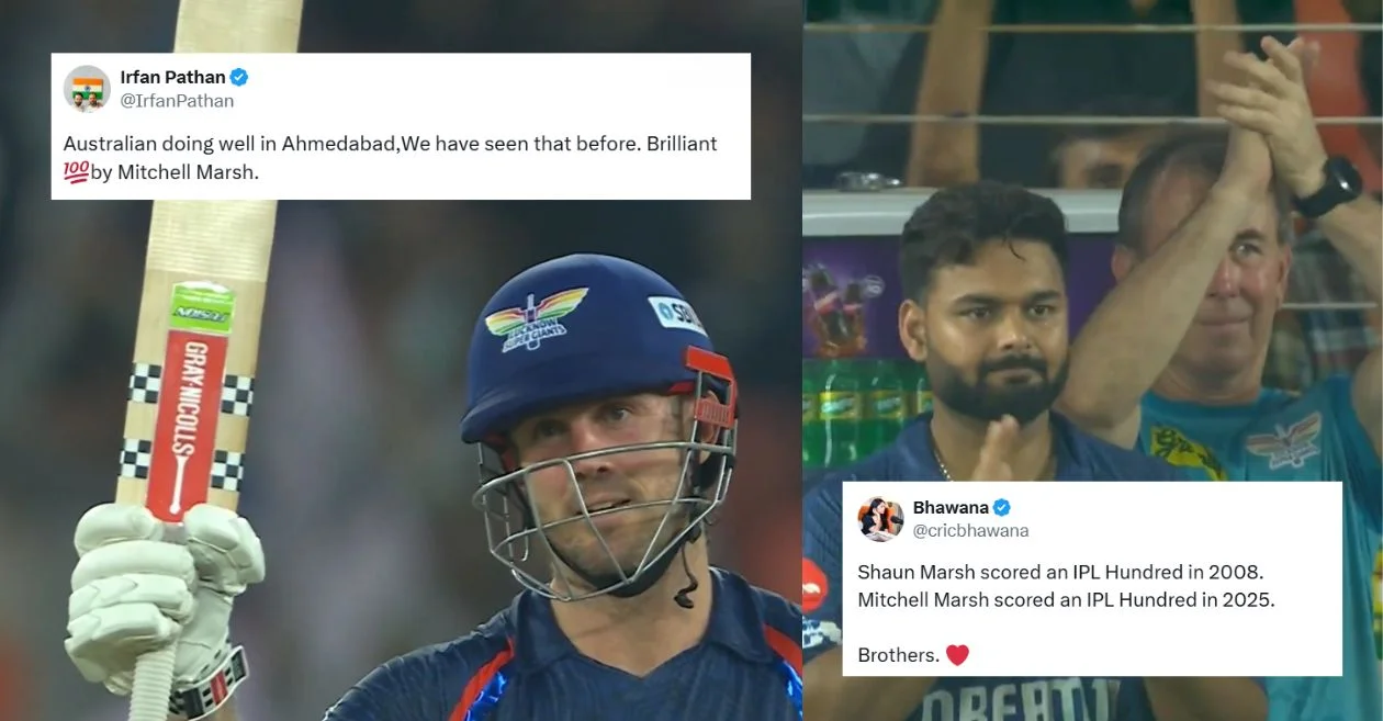 Fans go crazy as Mitchell Marsh smashes his maiden IPL century during GT vs LSG match