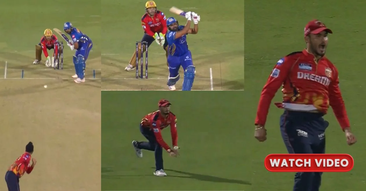 IPL 2025 [WATCH]: Nehal Wadhera’s jaw-dropping catch ends Rohit Sharma’s scratchy knock | PBKS vs MI