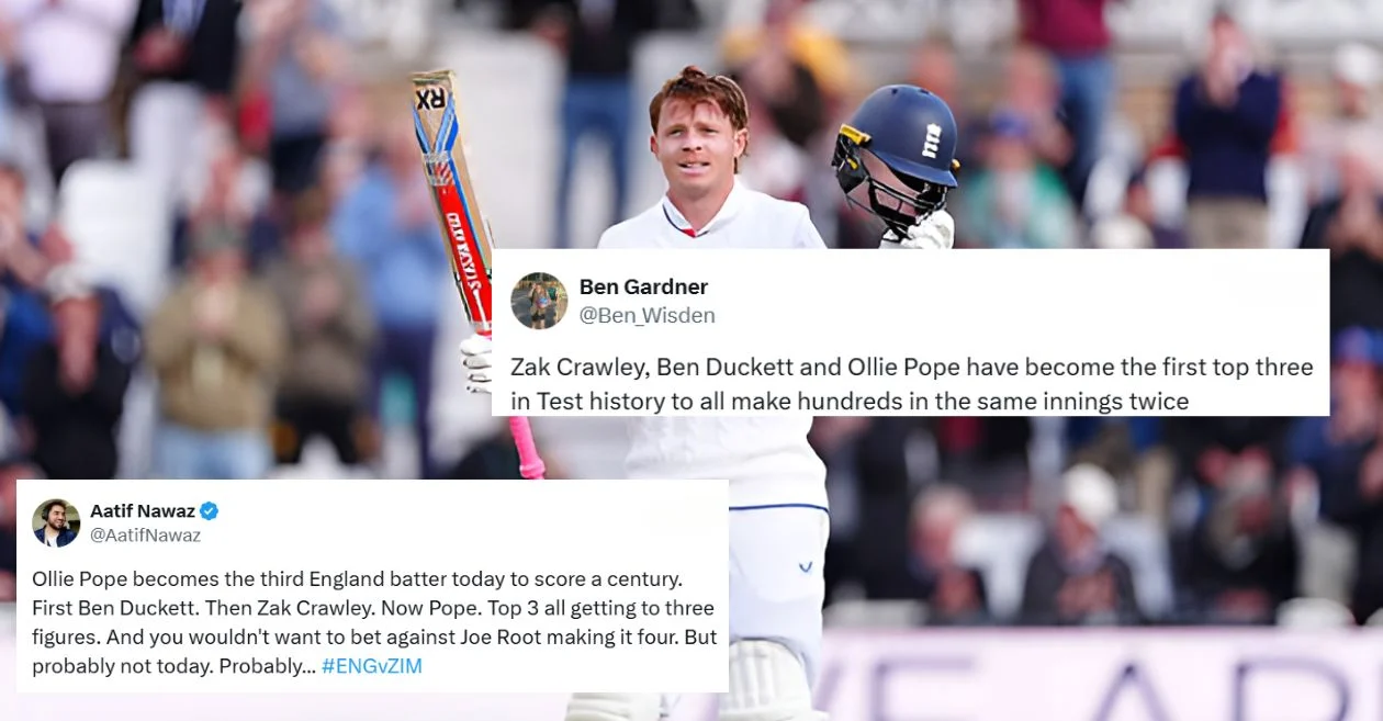 Netizens erupt as England’s Ollie Pope smashes historic ton on Day 1 of the one-off Test against Zimbabwe