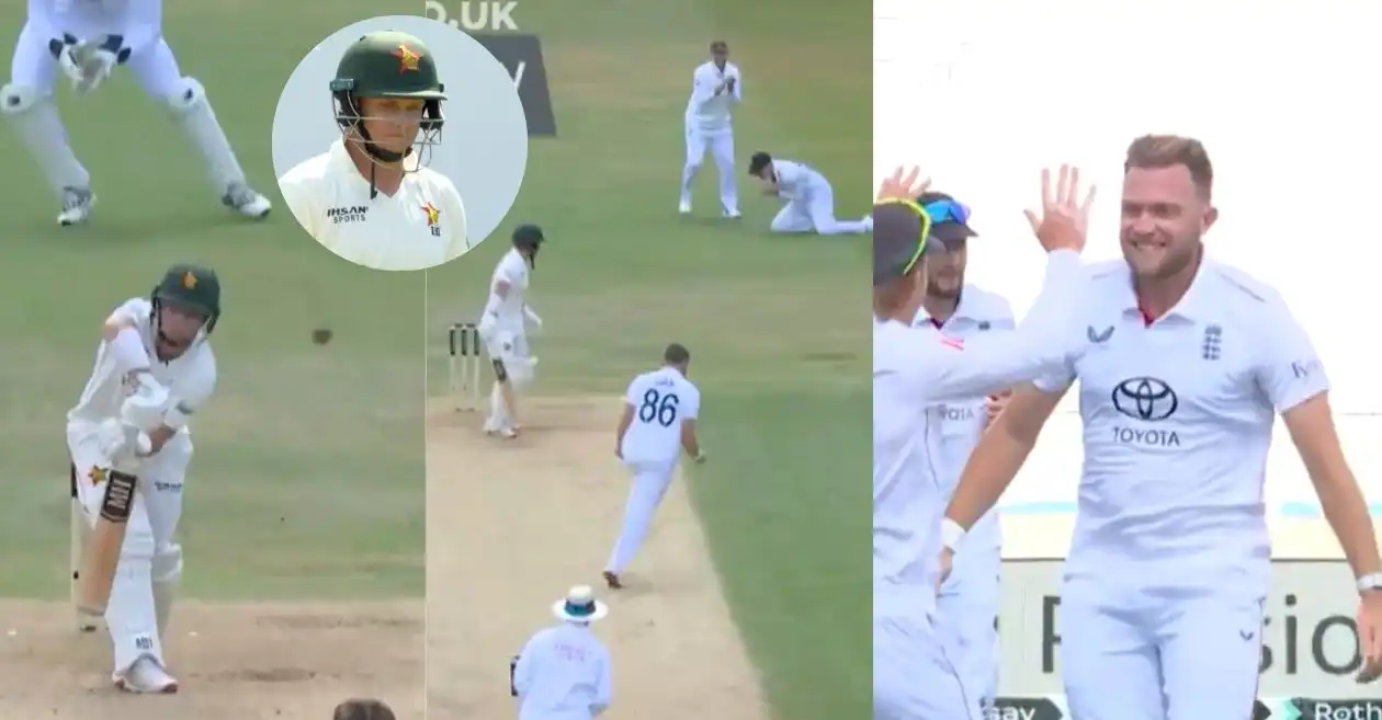 WATCH: Sam Cook dismisses Ben Curran with a beauty to claim his maiden Test wicket – ENG vs ZIM