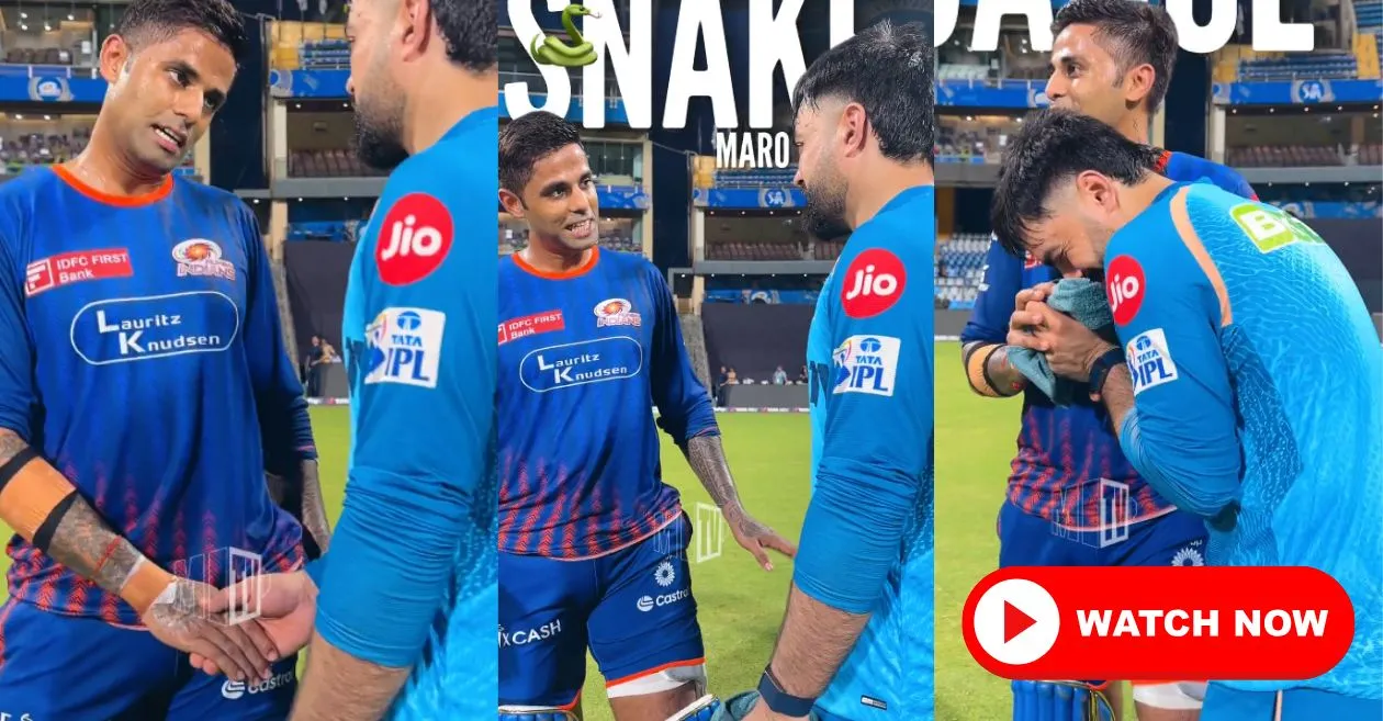 IPL 2025 [WATCH]: Suryakumar Yadav and Rashid Khan trade friendly shots ahead of high-stakes MI vs GT match