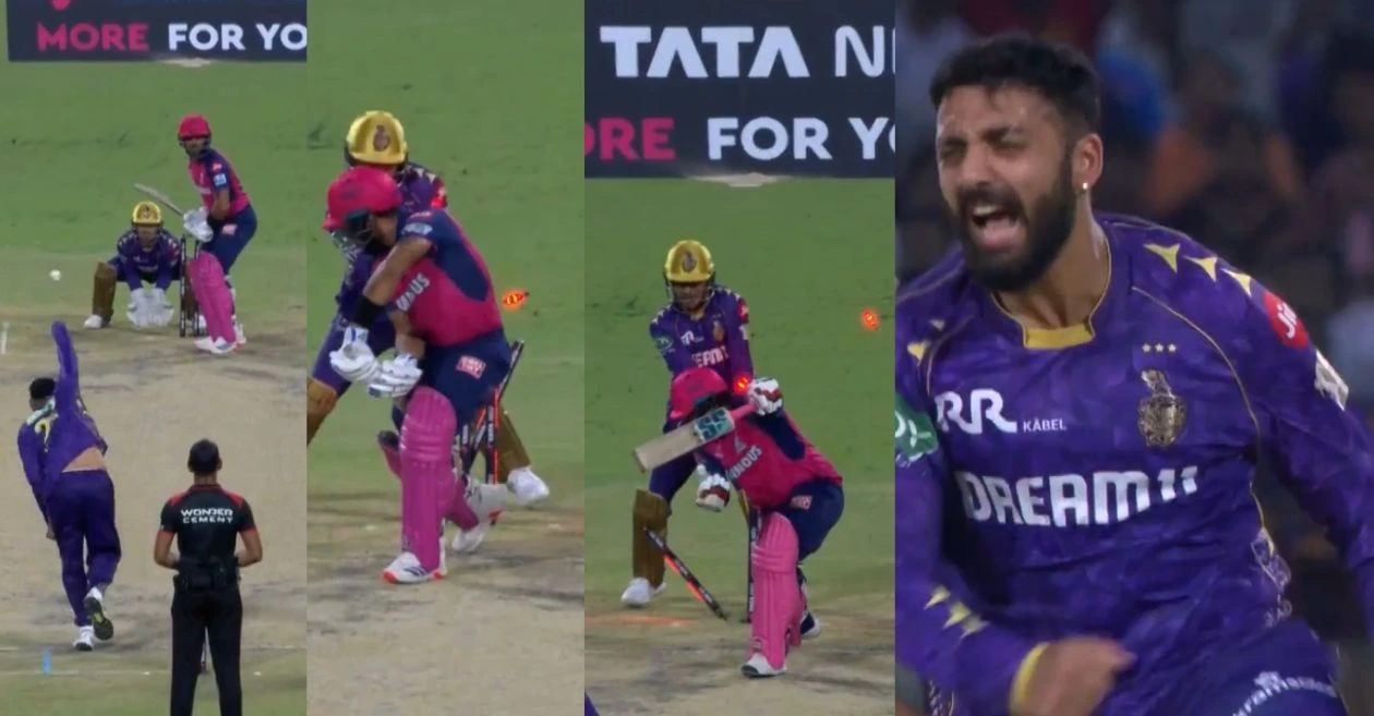 WATCH: Varun Chakravarthy weaves magic to dismiss Dhruv Jurel and Wanindu Hasaranga in same over | KKR vs RR, IPL 2025