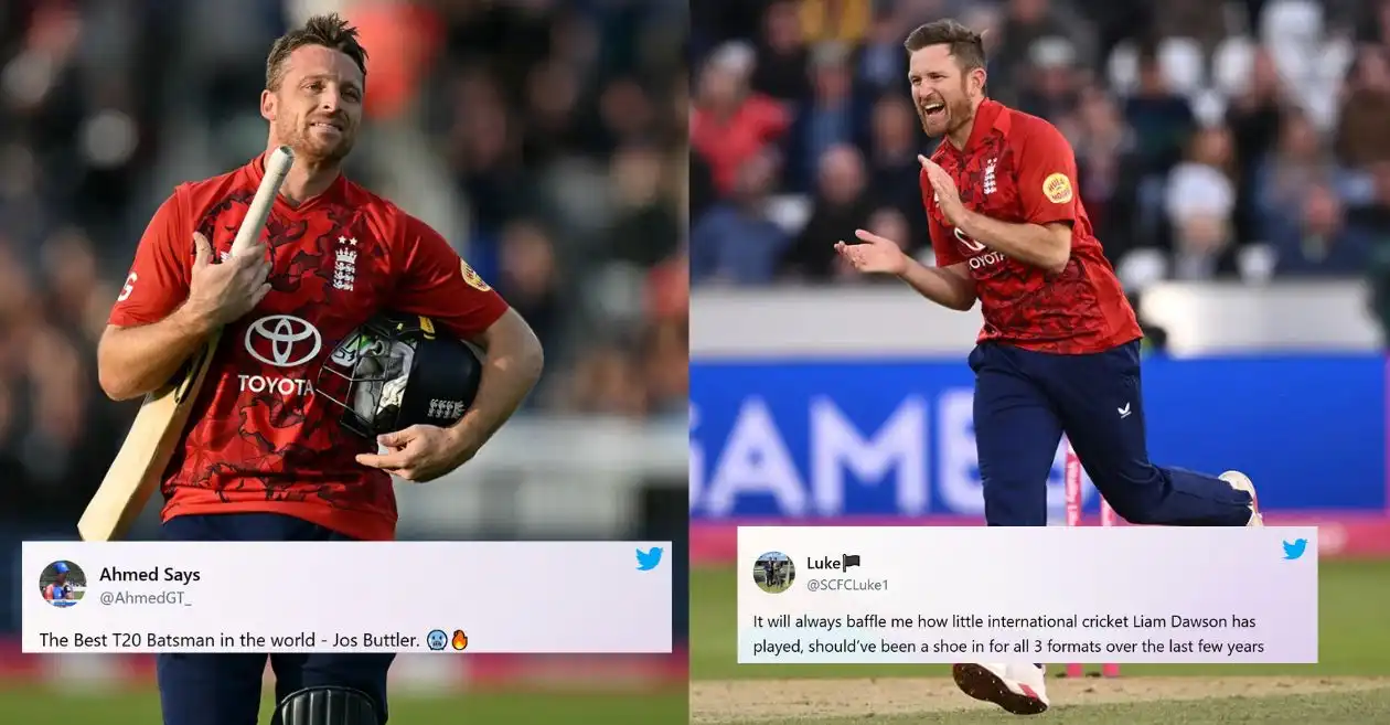 Fans erupt as Jos Buttler, Liam Dawson sizzle in England’s commanding win over West Indies in the first T20I