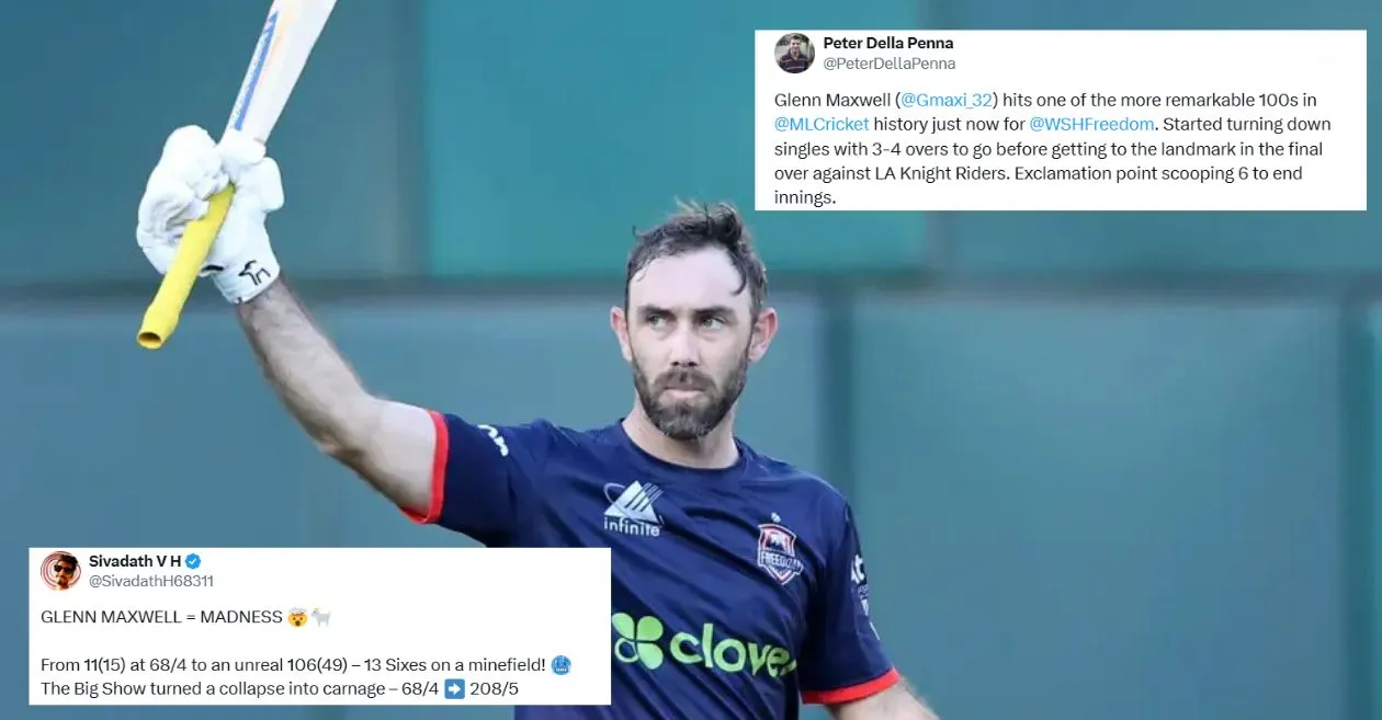 Fans erupt as Glenn Maxwell hits a blistering century during WAF vs LAKR clash at MLC 2025