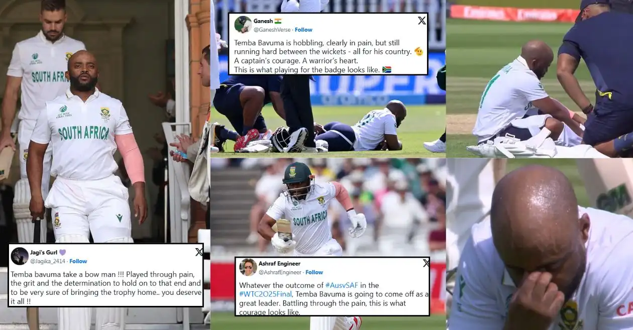 Fans salute Temba Bavuma’s bravery as he bats in severe pain to keep South Africa’s WTC 2025 hopes alive against Australia