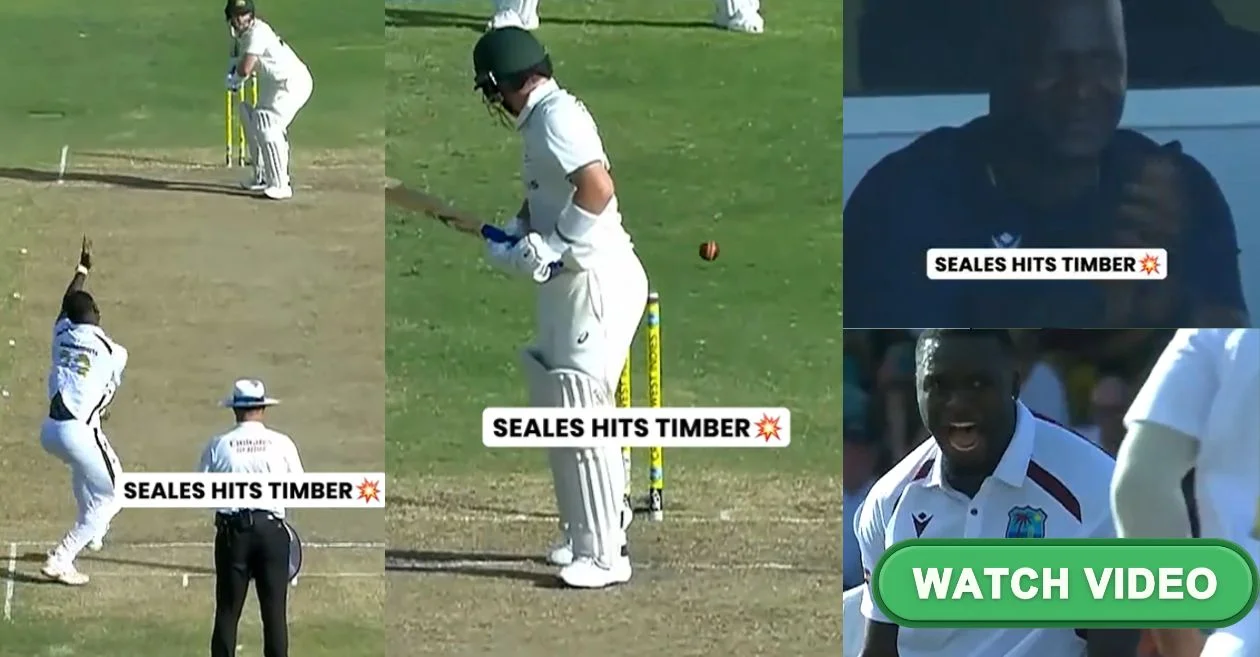 WI vs AUS [WATCH]: Jaydon Seales’ unplayable delivery ends Josh Inglis’ short stay at the crease | Bridgetown Test, Day 2
