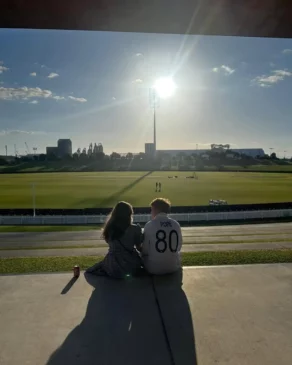Ollie Pope and she Gurdon at the stadium