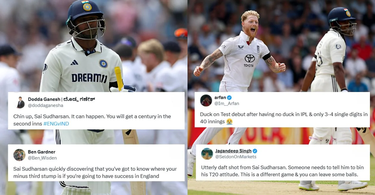 ENG vs IND 2025: Fans divided as Sai Sudharsan gets out for duck on Test debut against England in Headingley