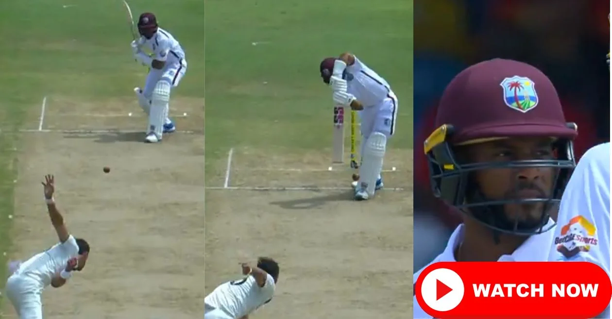 WI vs AUS [WATCH]: Shai Hope’s scintillating straight drive as West Indies fightback against Australia on Day 2 of first Test