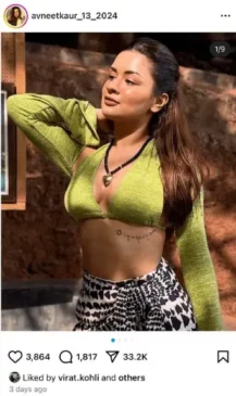 Virat Kohli's like on Avneet Kaur's picture