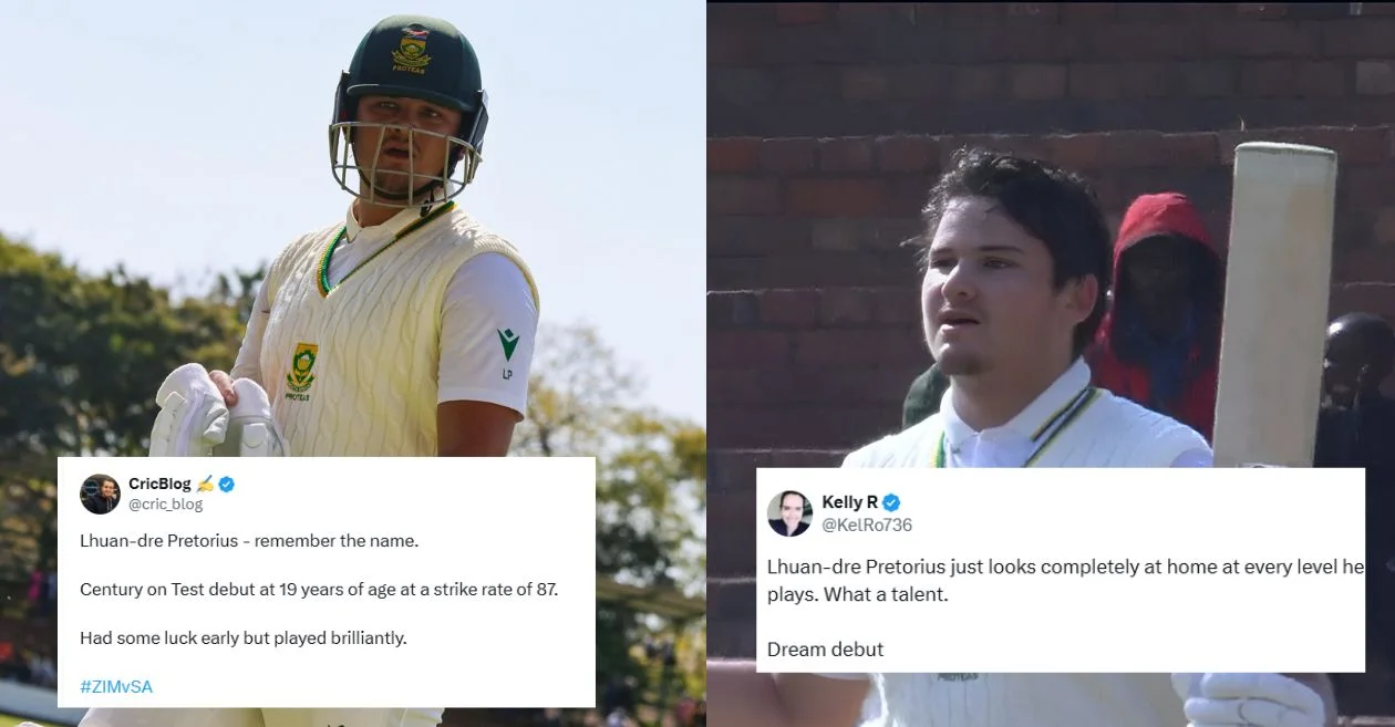 ZIM vs SA: Fans erupts as Lhuan-dre Pretorius scripts history with a brilliant century on his Test debut