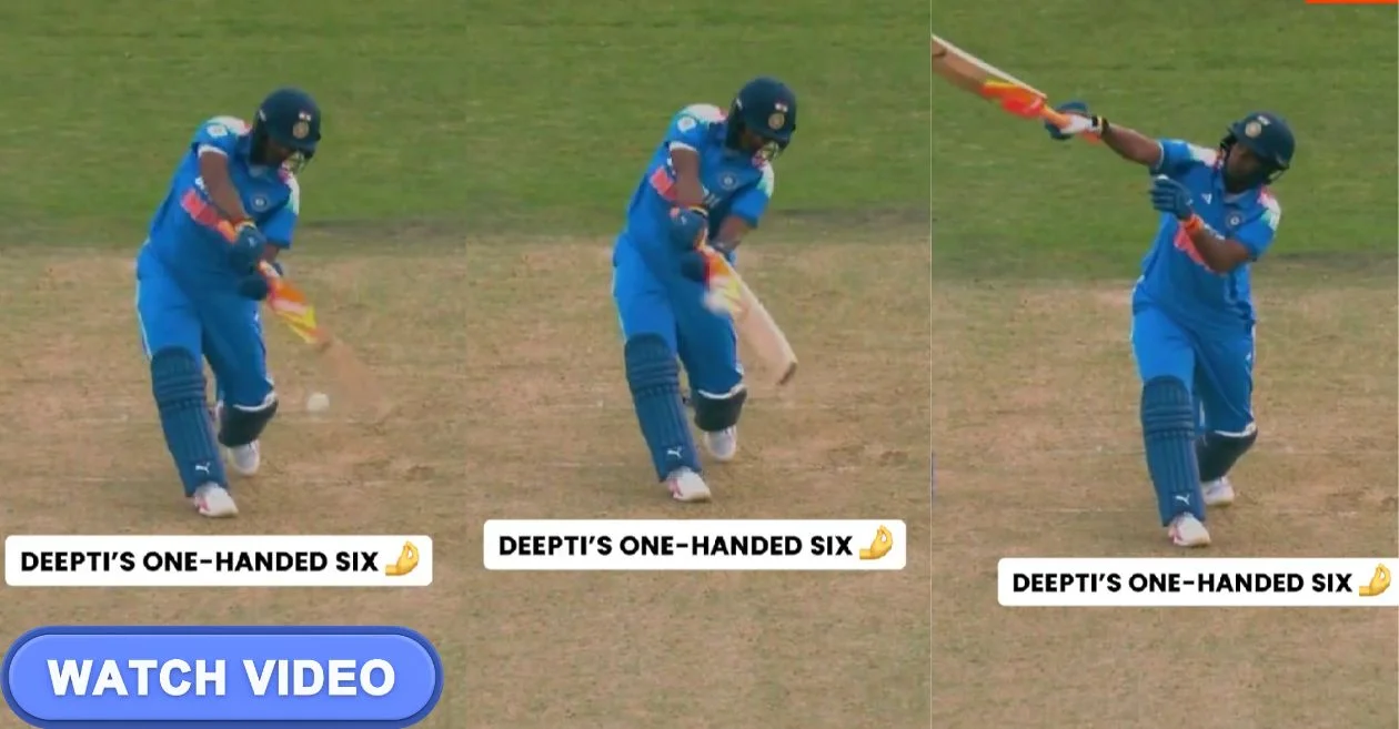 ENG-W vs IND-W [WATCH]: Deepti Sharma’s stunning one-handed six lights up India’s record run chase against England