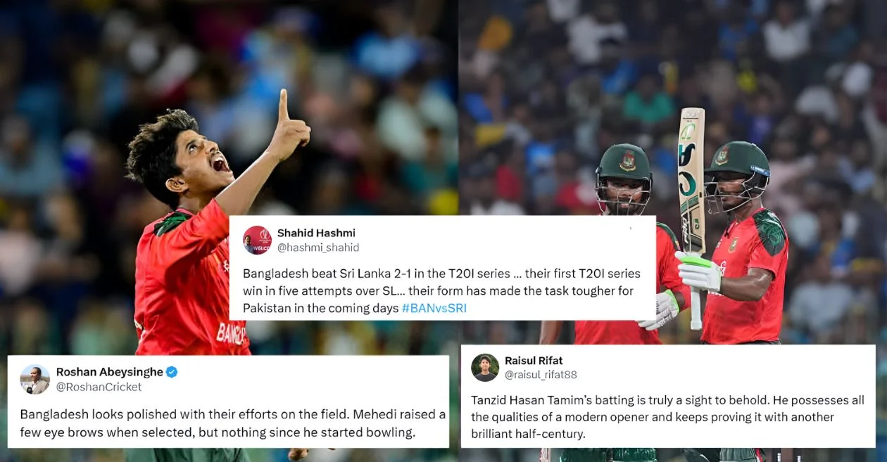 Fans erupt as Mahedi Hasan and Tanzid Hasan Tamim lead Bangladesh to historic T20I series win over Sri Lanka
