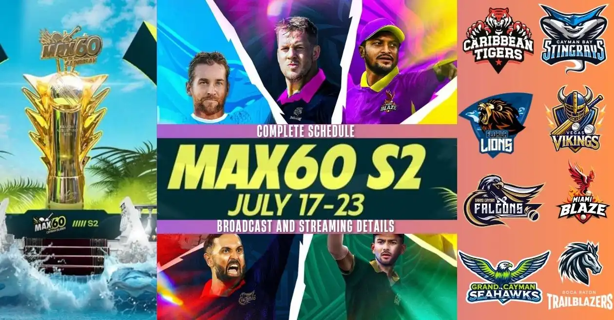 Max60 Caribbean 2025 Schedule, Broadcast and Live Streaming details: When and where to watch in India, Pakistan, US, UK & other countries