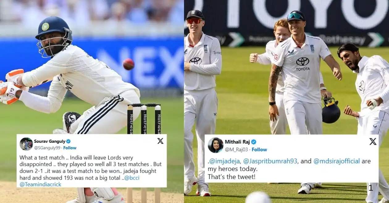 Fans go wild after Ravindra Jadeja’s heroic knock goes in vain as England beat India in a thriller at Lord’s Test