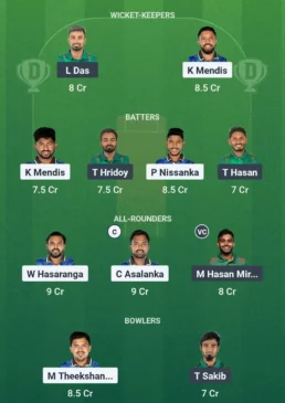 SL Vs Ban Dream11 team on July 10