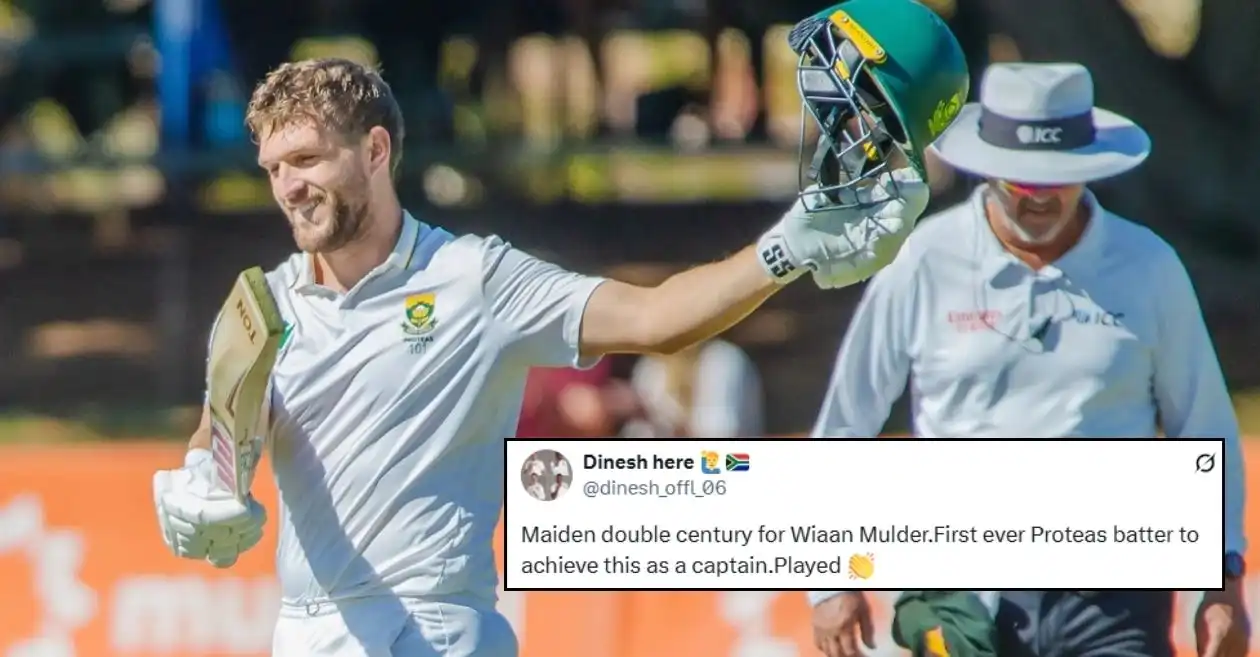 ZIM vs SA: Fans go wild as Wiaan Mulder slams historic double century on captaincy debut in 2nd Test