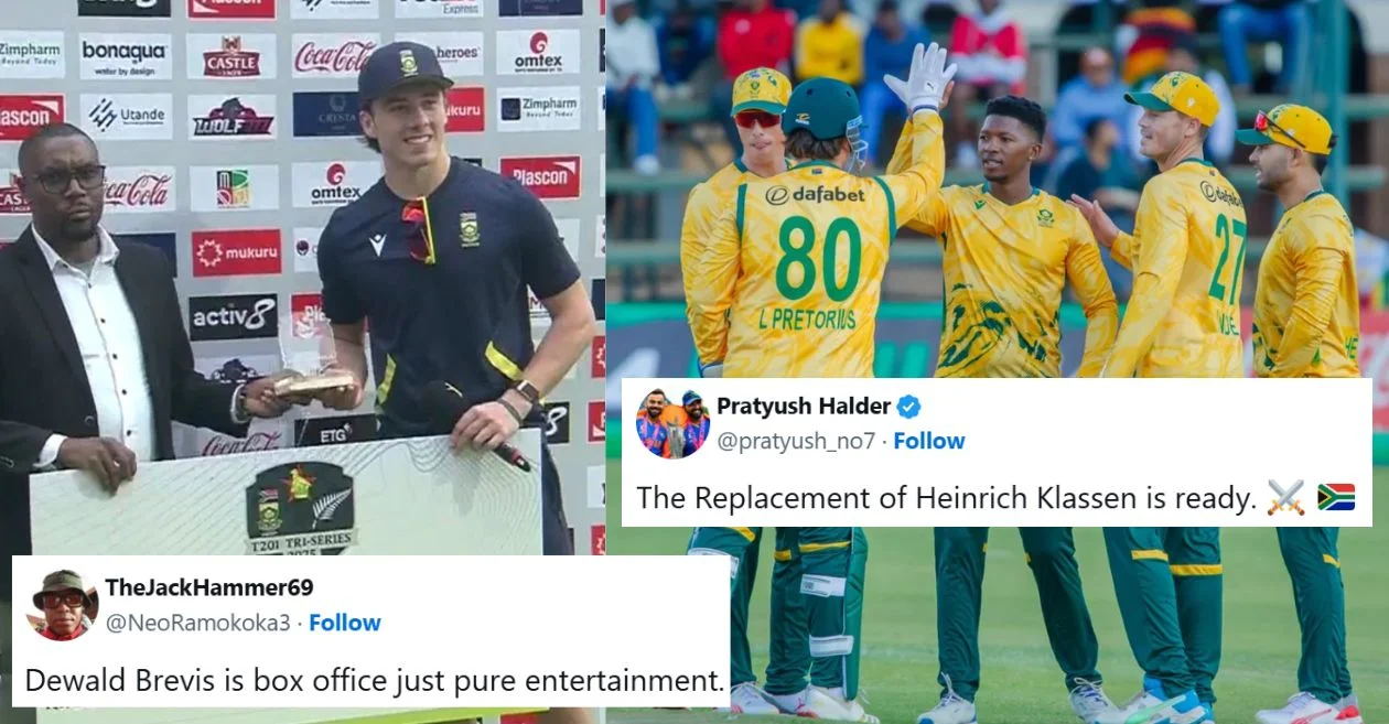Fans erupt as Dewald Brevis’ fireworks power South Africa to comprehensive win against Zimbabwe in the T20I tri-series opener