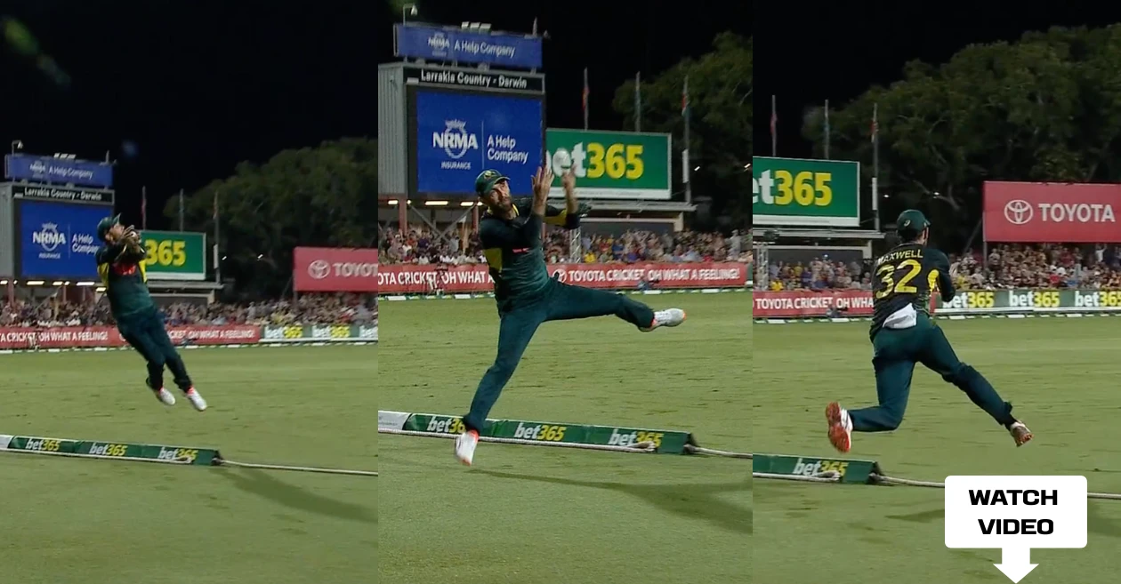 AUS vs SA [WATCH]: Glenn Maxwell takes ‘catch of the season’ to dismiss Ryan Rickelton in the 1st T20I