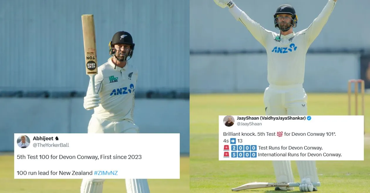 Fans erupt as Devon Conway hammers a classy century against Zimbabwe on Day 2 of ZIM vs NZ second Test