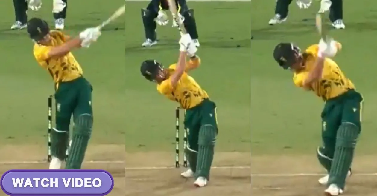 AUS vs SA [WATCH]: Dewald Brevis destroys Aaron Hardie with three no-look sixes in a single over in third T20I