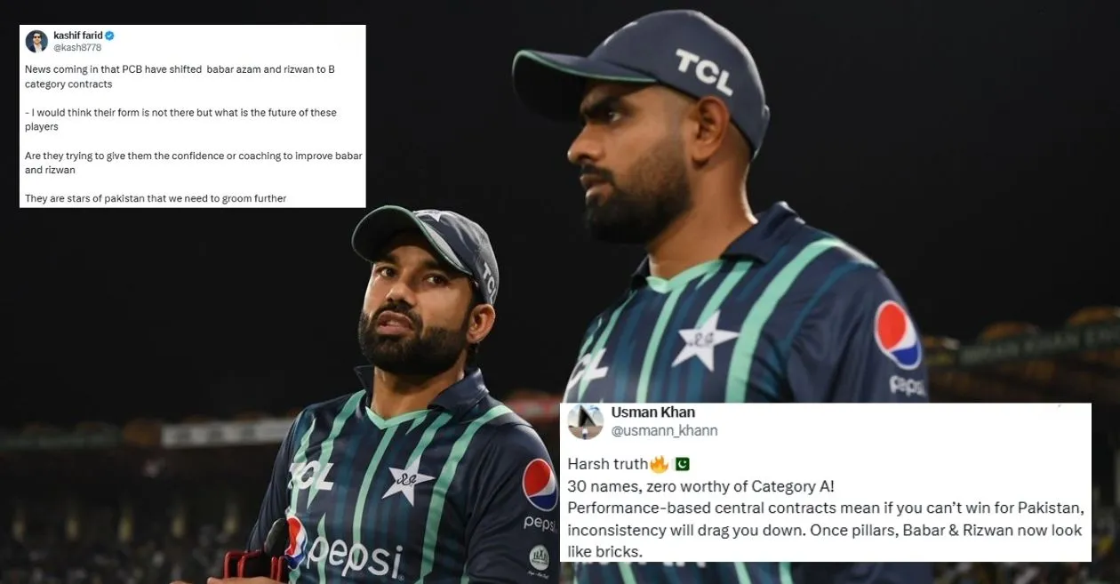 Fans react after PCB demotes Babar Azam and Mohammad Rizwan in central contracts for 2025–26
