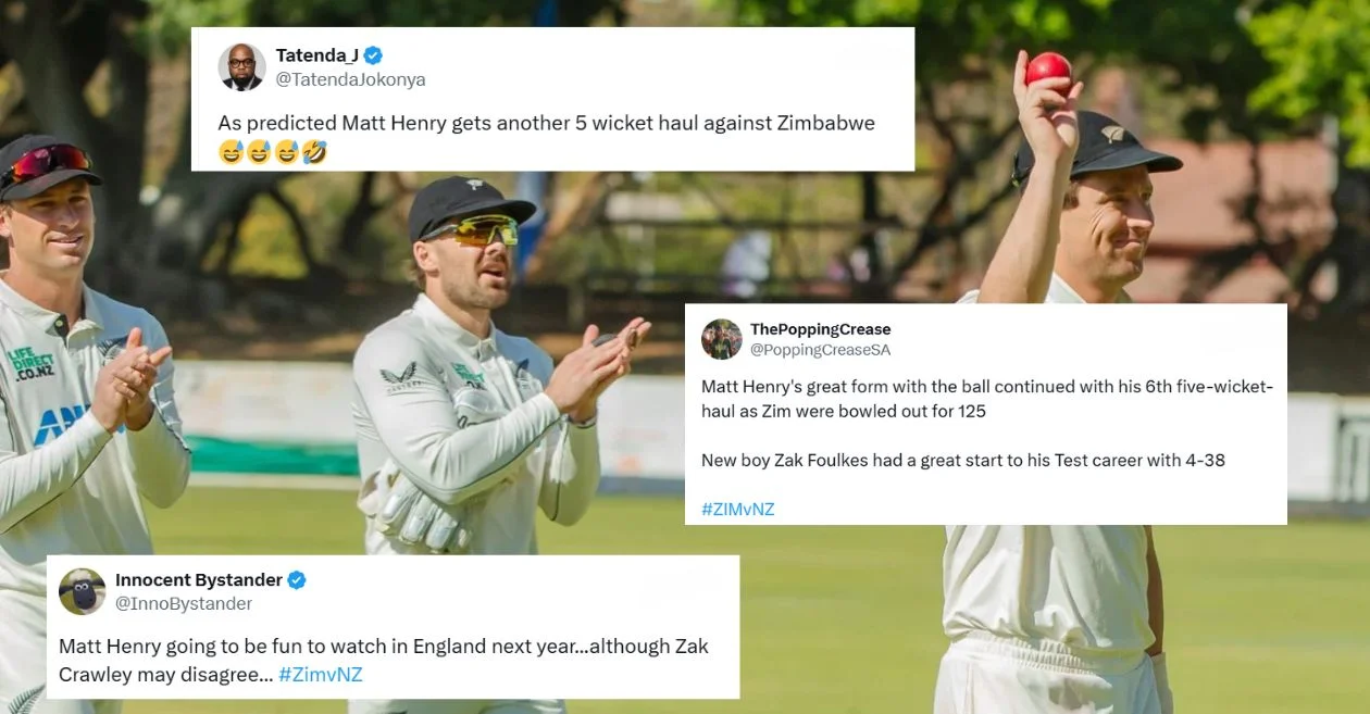 ZIM vs NZ: Fans react as New Zealand dominate Day 1 with Matt Henry’s fifer and openers’ commanding stand in the second Test