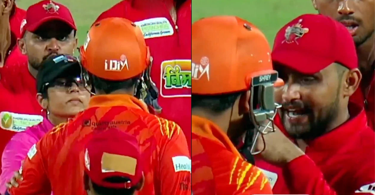 WATCH: Nitish Rana and Digvesh Rathi engage in heated altercation during DPL 2025 match