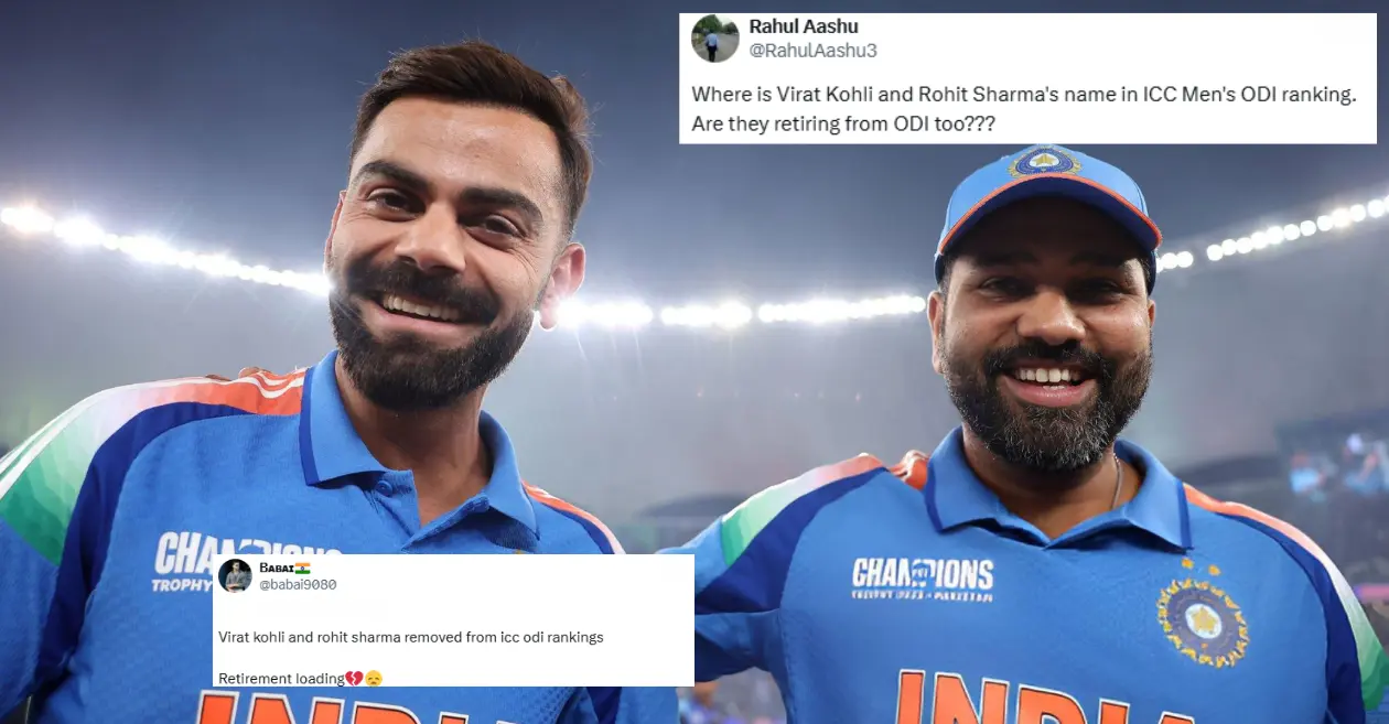 Fans express surprise over the absence of Rohit Sharma and Virat Kohli in ICC ODI rankings